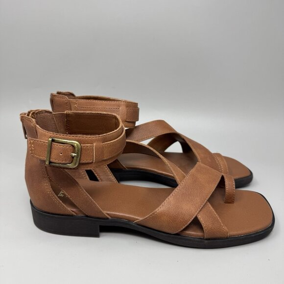 Frye And Co. Tallu Cognac Brown Back Zip Sandals Women's Size 9.5 - Picture 1 of 8